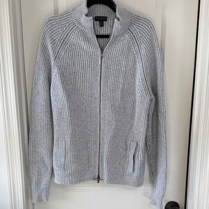 The White Company Light Gray Ribbed Zip-Up